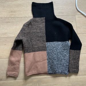 Joseph Merino Wool Colorblock Pattern Sweater